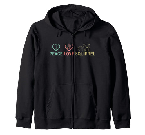 Peace Love Squirrel Heart Animal Gift Hoodie - Streetwear Style Men Women - T-Shirt, Sweatshirt, Hoodie