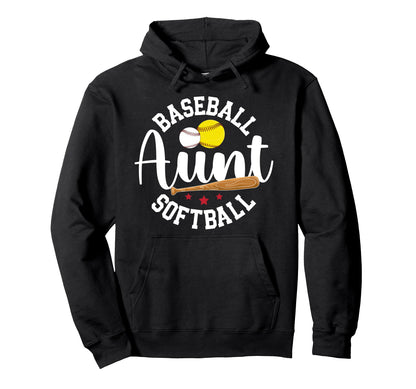 Baseball Softball Aunt Softball Baseball Hoodie - Unique Graphic Unisex - T-Shirt, Sweatshirt, Hoodie