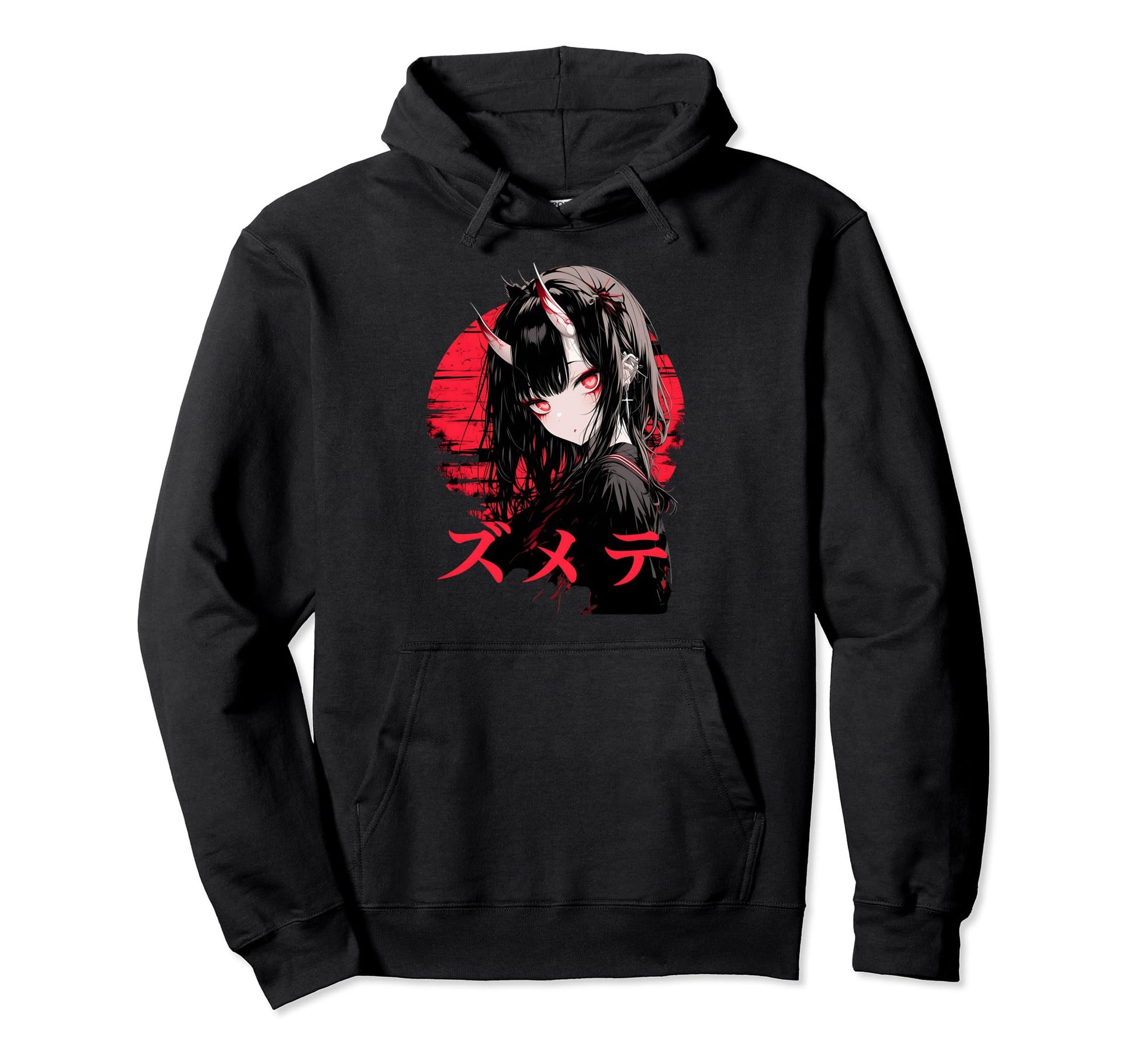 Goth Grunge Demon Anime Waifu Horror Hoodie - Casual Everyday Wear Unisex - T-Shirt, Sweatshirt, Hoodie