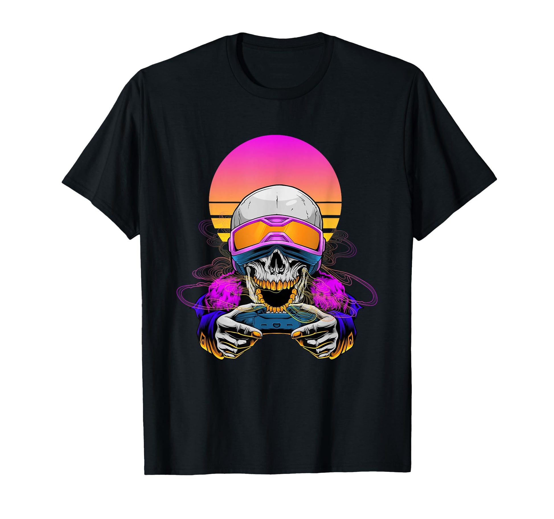 Gaming Skeleton Vaprowave Aesthetic T-Shirt - Unique Graphic Men Women - T-Shirt, Sweatshirt, Hoodie
