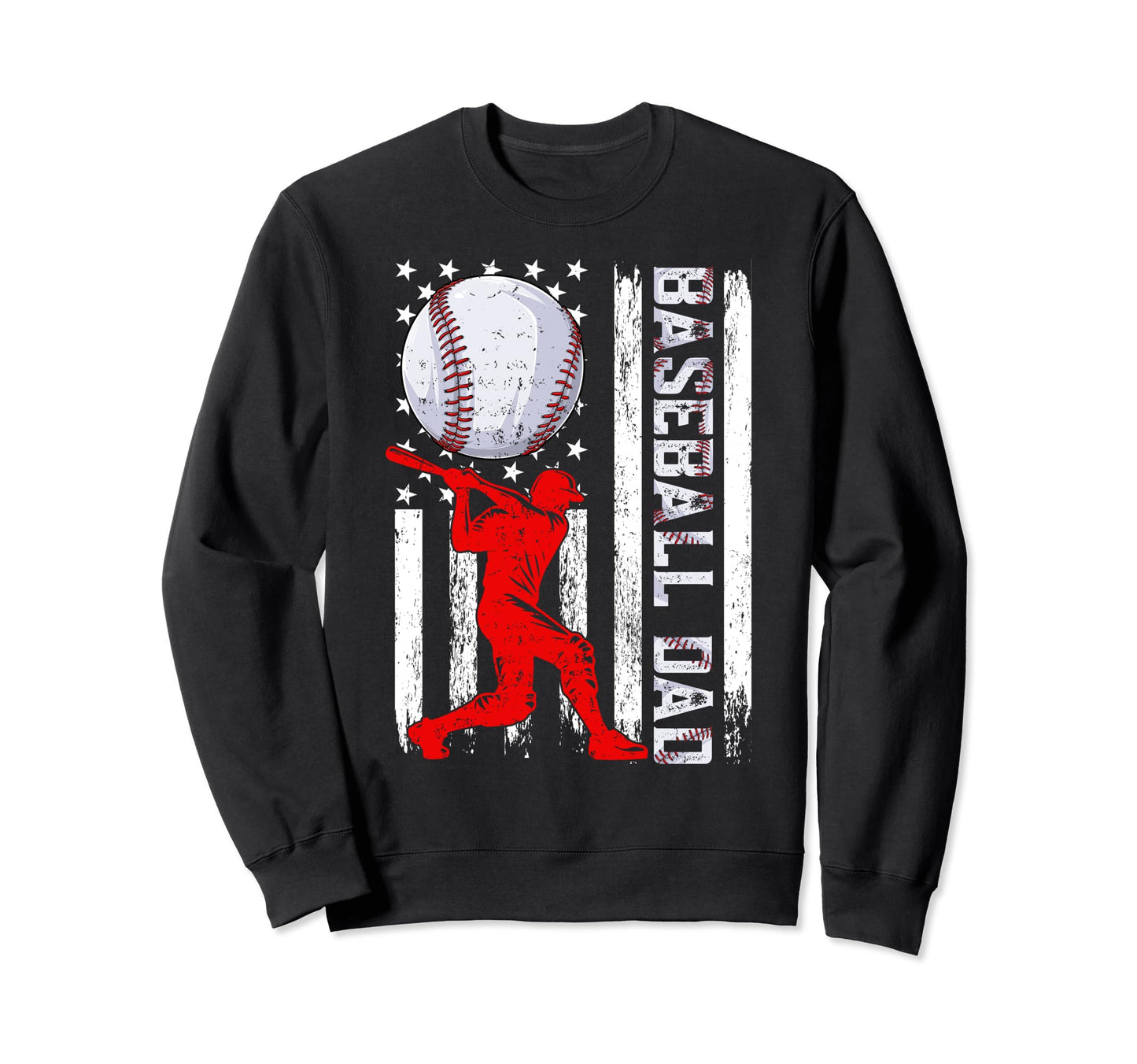 Baseball Dad Baseball Lover Usa Flag Sweatshirt - Unique Graphic Unisex - T-Shirt, Sweatshirt, Hoodie