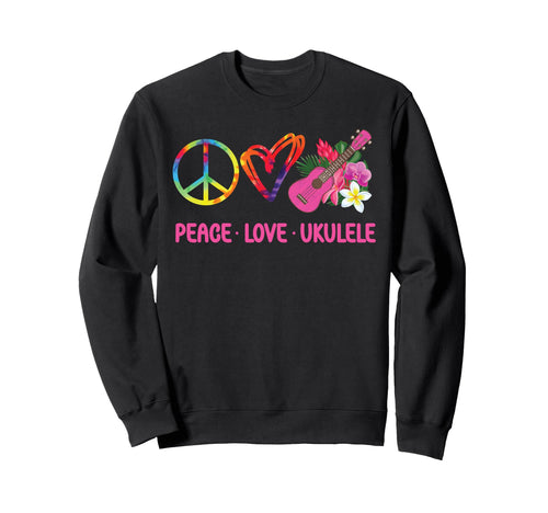 Hawaiian Ukulele Uke Tie Dye Sweatshirt - Aesthetic Graphic for Adults - T-Shirt, Sweatshirt, Hoodie