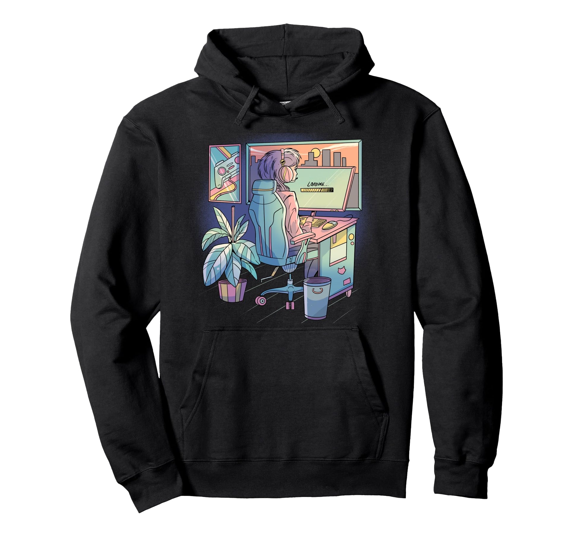 Anime Gamer Vaporwave Aesthetic Hoodie - Custom Art Print for Adults - T-Shirt, Sweatshirt, Hoodie