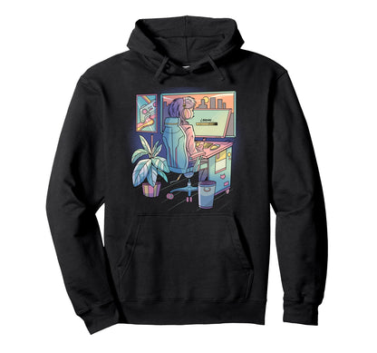 Anime Gamer Vaporwave Aesthetic Hoodie - Custom Art Print for Adults - T-Shirt, Sweatshirt, Hoodie