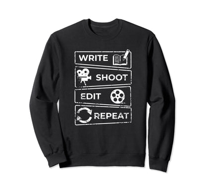 Write Shoot Edit Repeat Camera Sweatshirt - Custom Art Print Unisex - T-Shirt, Sweatshirt, Hoodie