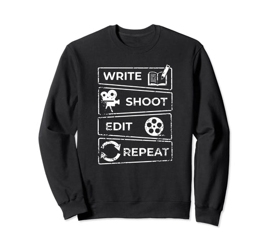 Write Shoot Edit Repeat Camera Sweatshirt - Custom Art Print Unisex - T-Shirt, Sweatshirt, Hoodie