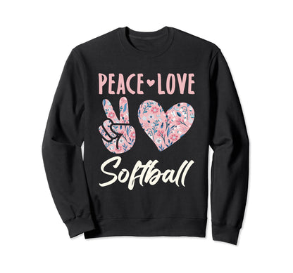 Peace Love Softball Gifts And T-Shirt - Custom Art Print Unisex - T-Shirt, Sweatshirt, Hoodie