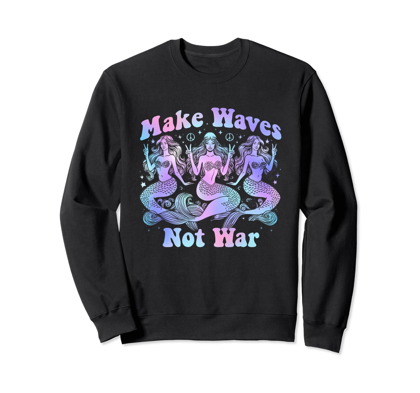 Groovy Tie Dye Mermaid Peace Sweatshirt - Aesthetic Graphic for Adults - T-Shirt, Sweatshirt, Hoodie
