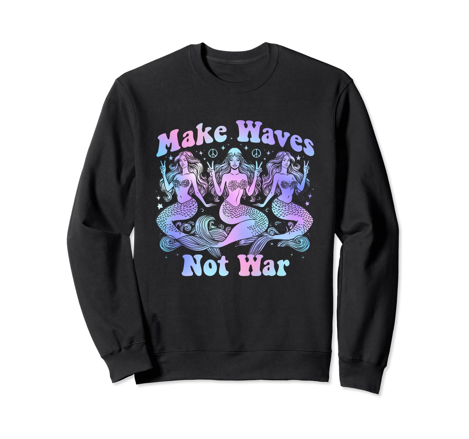 Groovy Tie Dye Mermaid Peace Sweatshirt - Aesthetic Graphic for Adults - T-Shirt, Sweatshirt, Hoodie