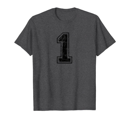 Number 1 One Varsity Distressed Sport T-Shirt - Aesthetic Graphic Unisex - T-Shirt, Sweatshirt, Hoodie