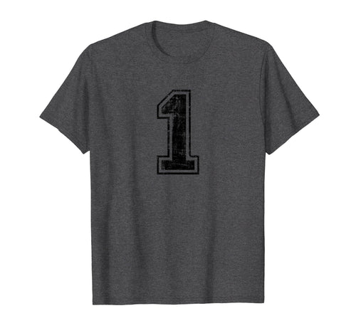 Number 1 One Varsity Distressed Sport T-Shirt - Aesthetic Graphic Unisex - T-Shirt, Sweatshirt, Hoodie