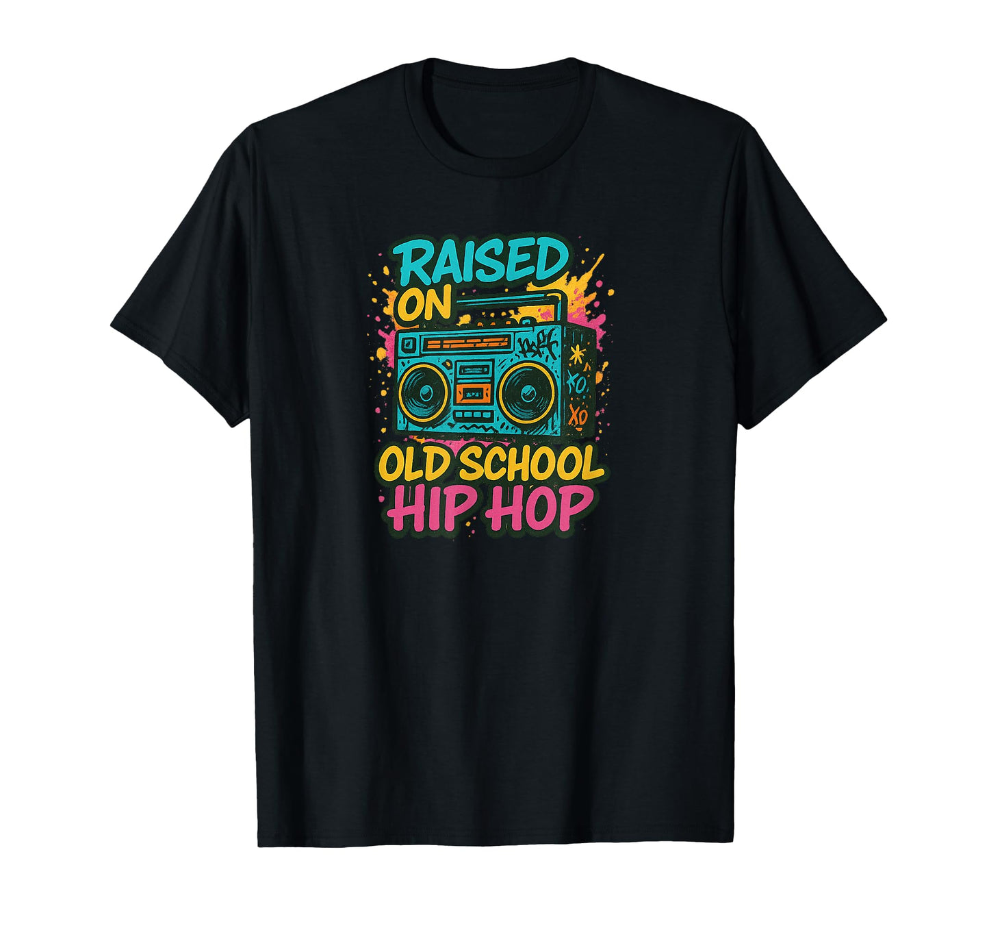Raised Old School Hip Hop Boombox Music T-Shirt - Unique Graphic Unisex - T-Shirt, Sweatshirt, Hoodie