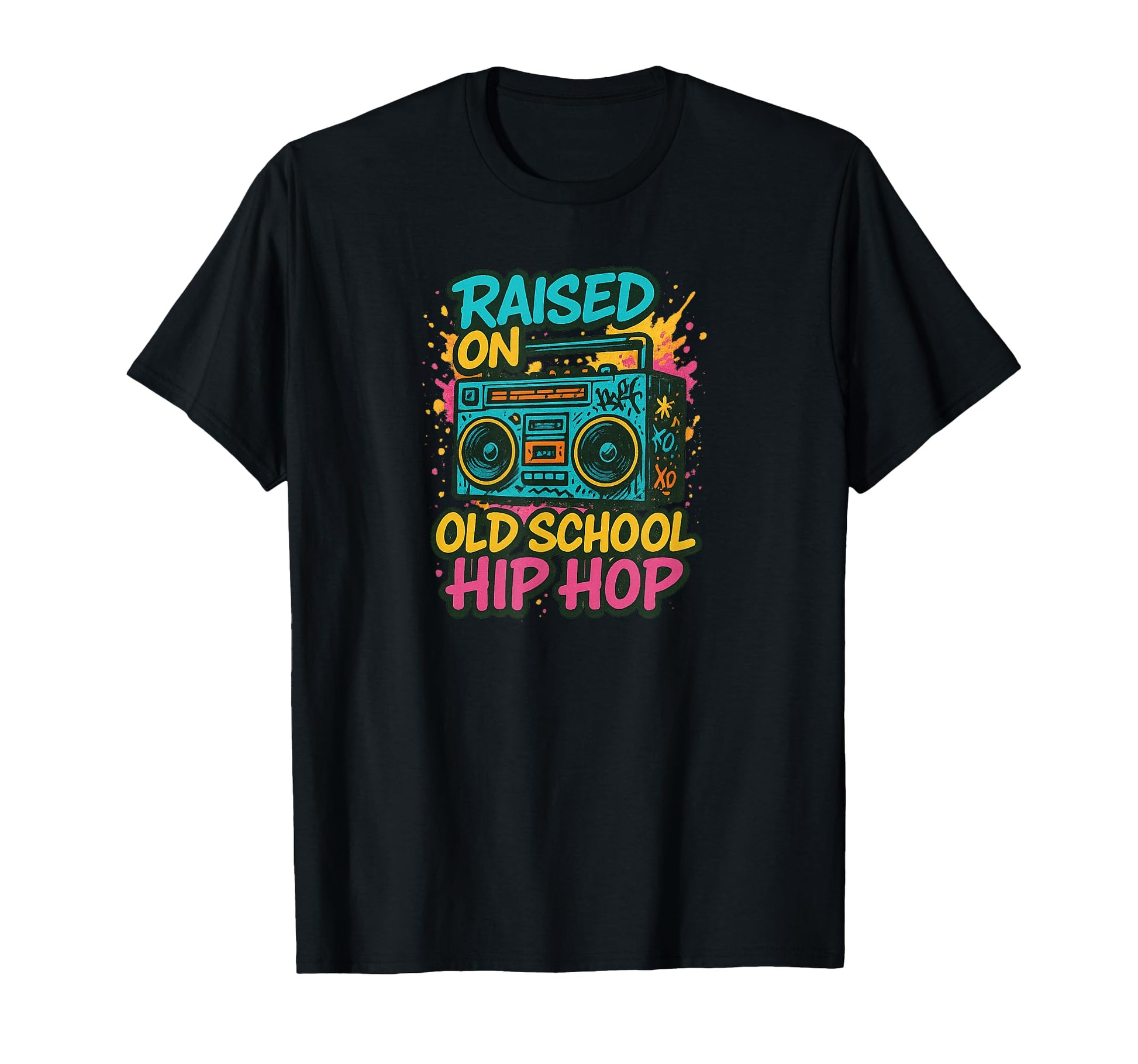Raised Old School Hip Hop Boombox Music T-Shirt - Unique Graphic Unisex - T-Shirt, Sweatshirt, Hoodie