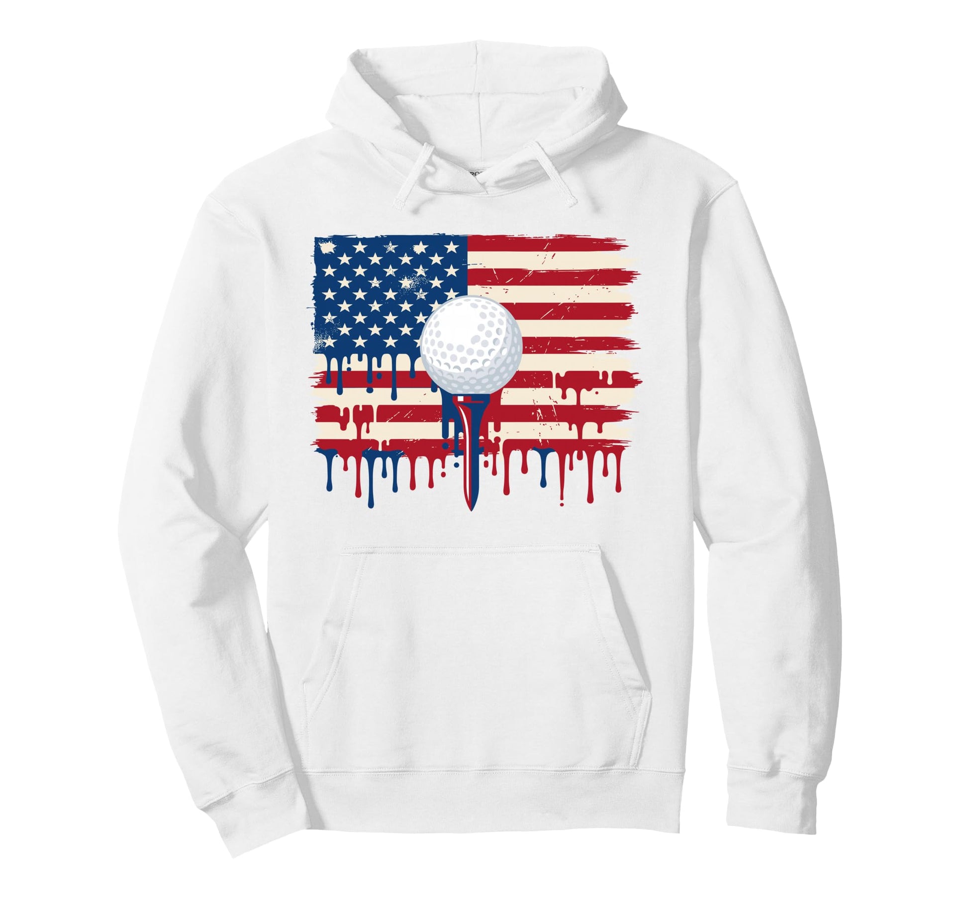 Golf American Flag Dripping Ice Drip Game Hoodie - Trendy Graphic Unisex - T-Shirt, Sweatshirt, Hoodie