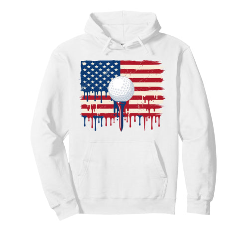 Golf American Flag Dripping Ice Drip Game Hoodie - Trendy Graphic Unisex - T-Shirt, Sweatshirt, Hoodie