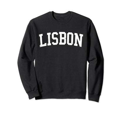 Lisbon Portugal Distressed White Sweatshirt - Aesthetic Graphic Men Women - T-Shirt, Sweatshirt, Hoodie