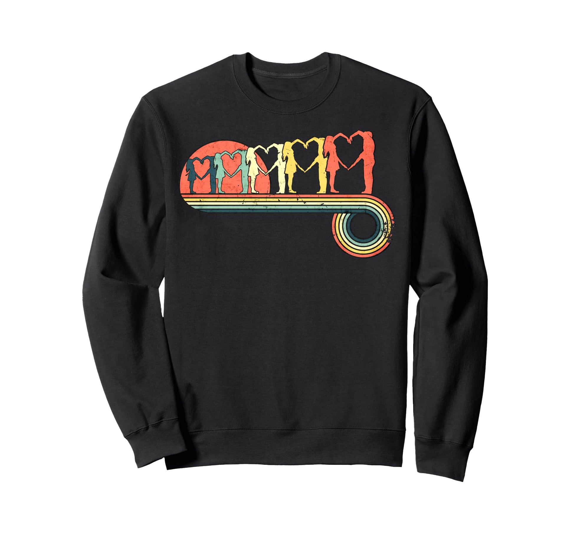Couple Love Heart Sunset Rainbow Sweatshirt - Unique Graphic Unisex - T-Shirt, Sweatshirt, Hoodie