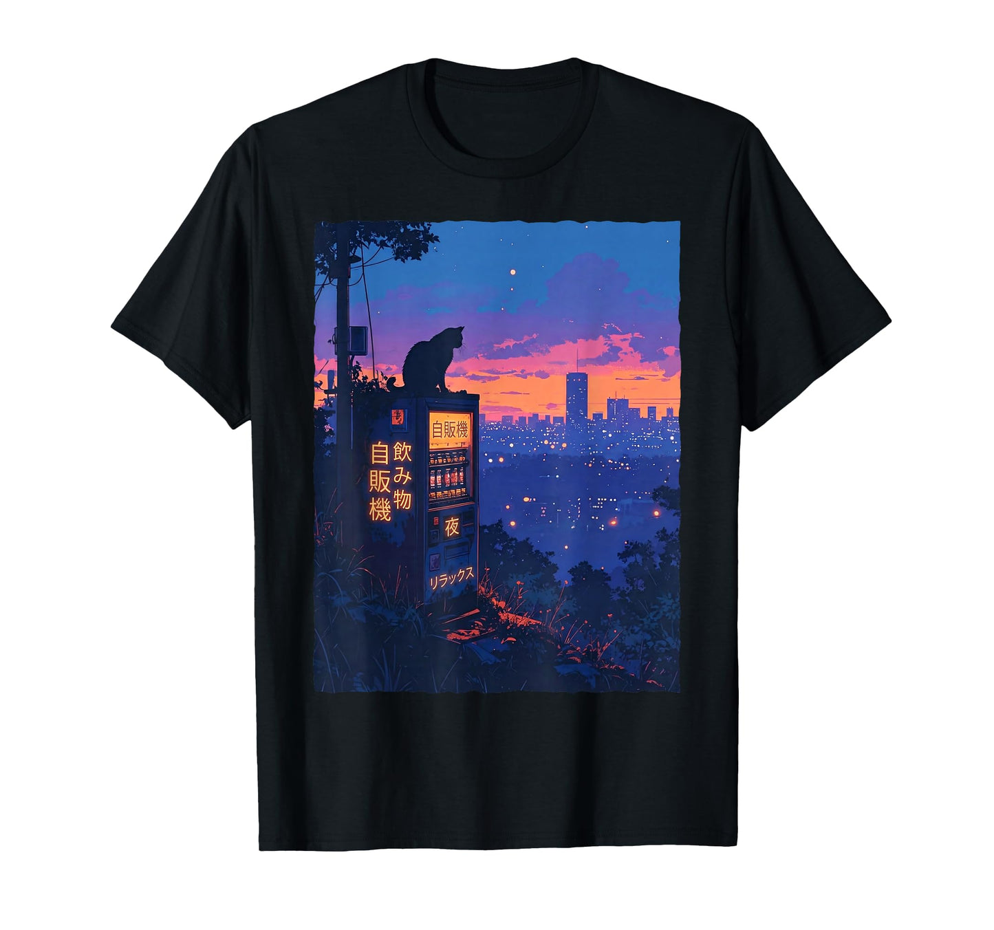 Lofi Anime Cat Japanese Vending T-Shirt - Custom Art Print Men Women - T-Shirt, Sweatshirt, Hoodie