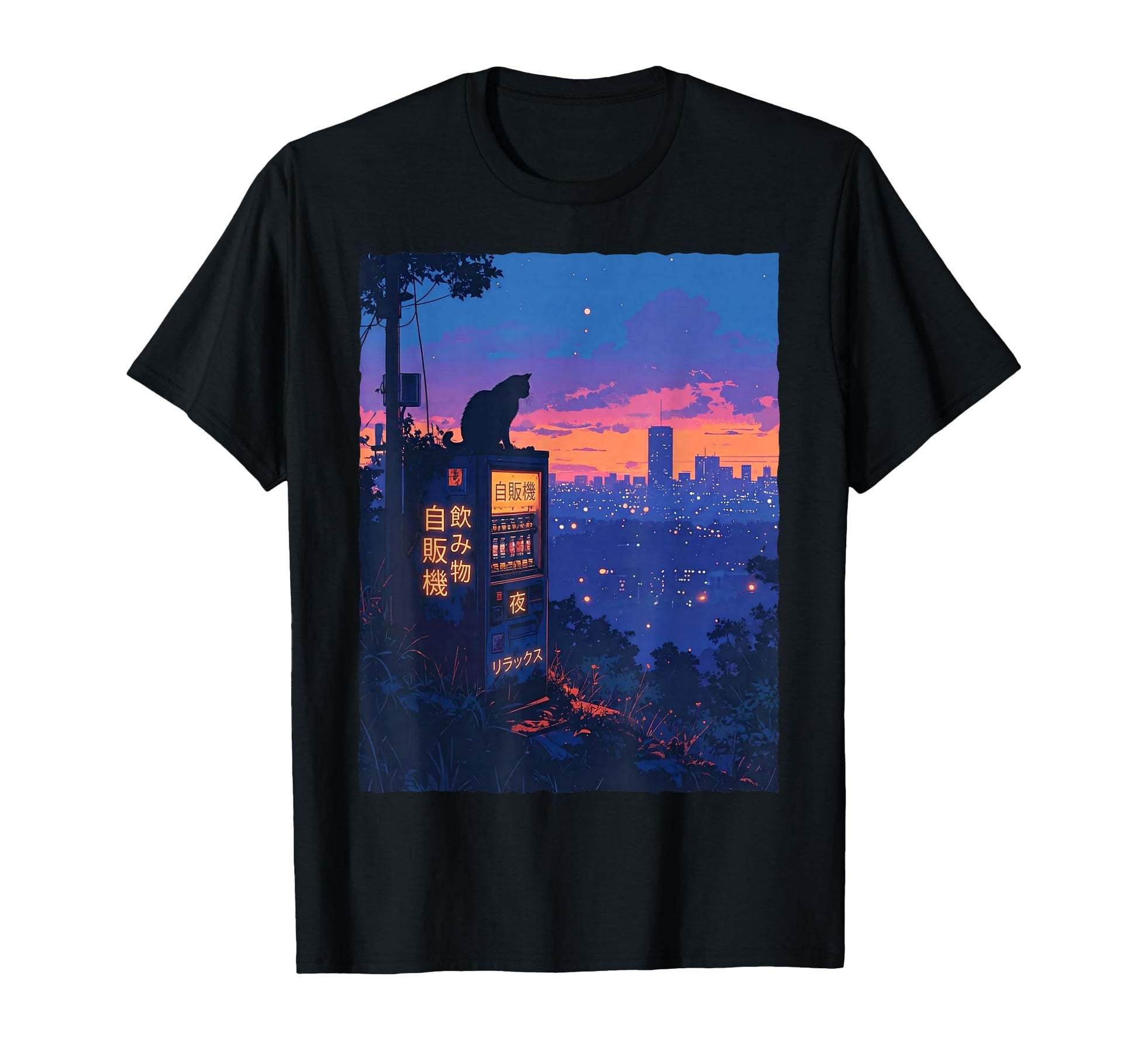 Lofi Anime Cat Japanese Vending T-Shirt - Custom Art Print Men Women - T-Shirt, Sweatshirt, Hoodie