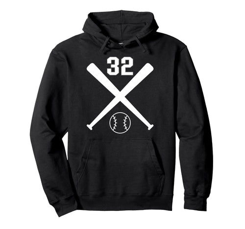 Baseball Softball Number 32 Hoodie - Minimalist Print Unisex - T-Shirt, Sweatshirt, Hoodie