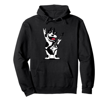Rock Dog Guitar Player Funny Pet Hoodie - Streetwear Style for Adults - T-Shirt, Sweatshirt, Hoodie