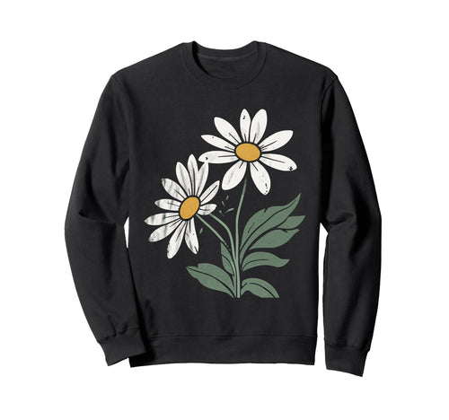 Boho Daisy Flower Botanical Sweatshirt - Casual Everyday Wear Men Women - T-Shirt, Sweatshirt, Hoodie