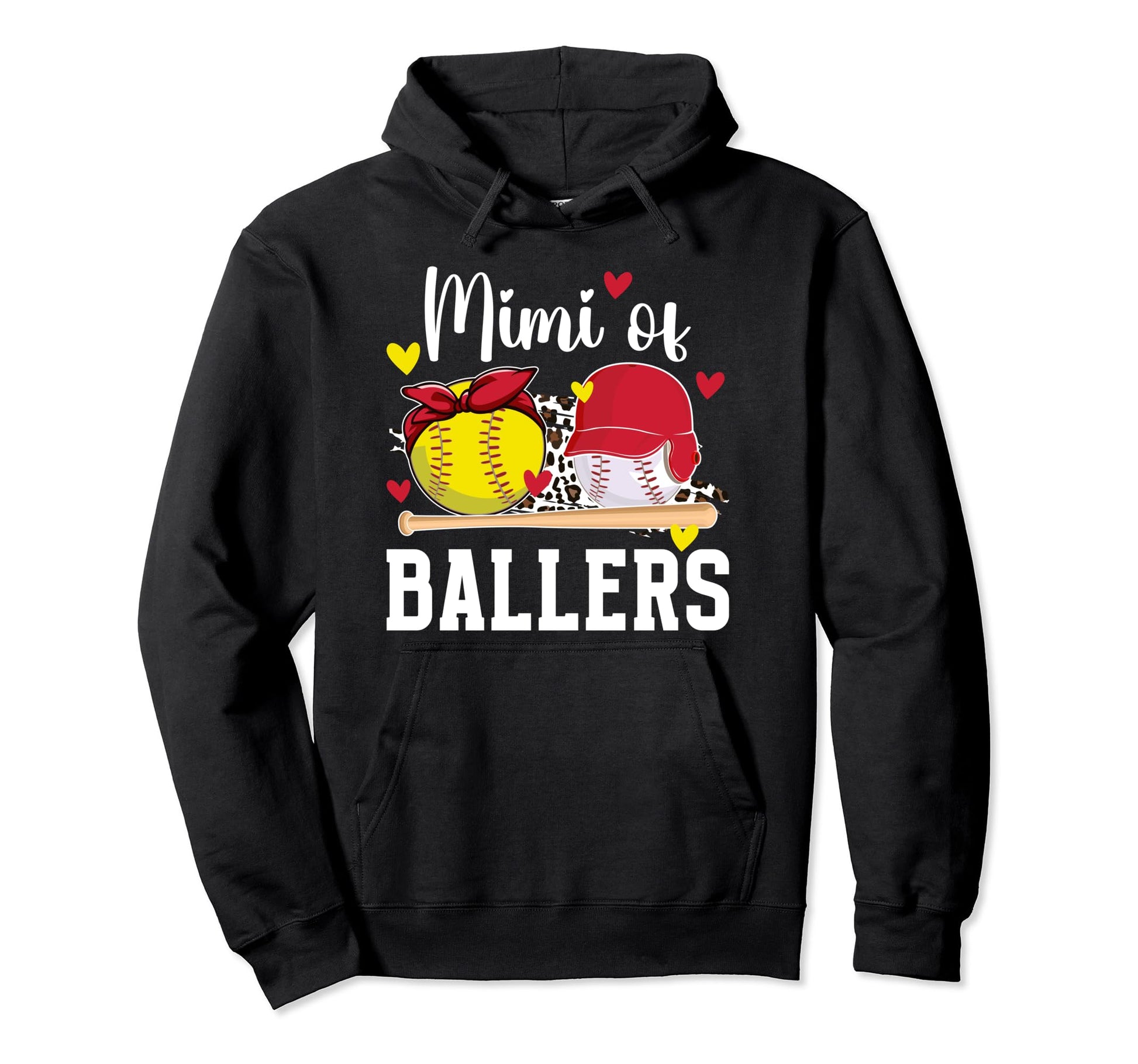 Mimi Ballers Leopard Softball Hoodie - Aesthetic Graphic for Adults - T-Shirt, Sweatshirt, Hoodie