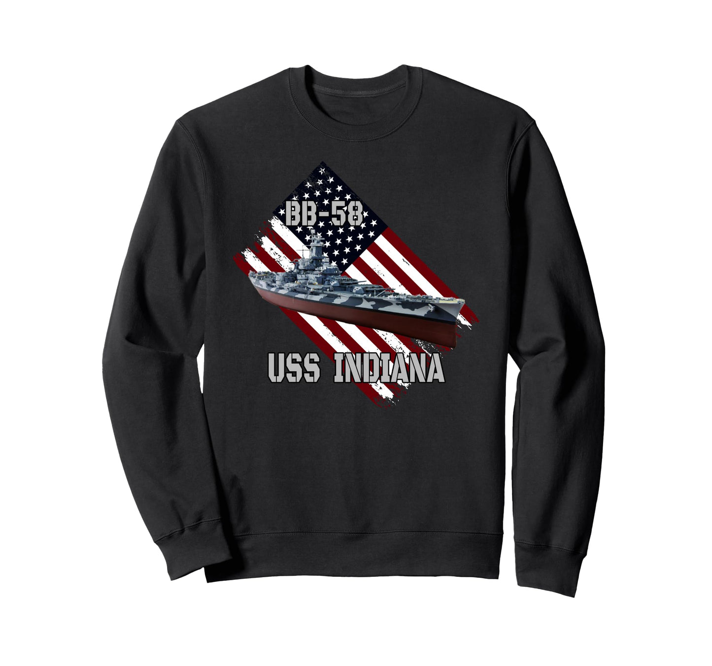 Battleship Uss Indiana Bb 58 Combat Sweatshirt - Graphic Print Men Women - T-Shirt, Sweatshirt, Hoodie