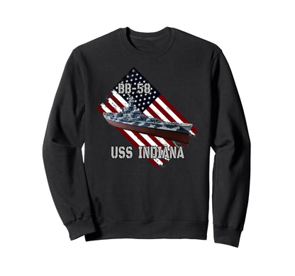 Battleship Uss Indiana Bb 58 Combat Sweatshirt - Graphic Print Men Women - T-Shirt, Sweatshirt, Hoodie