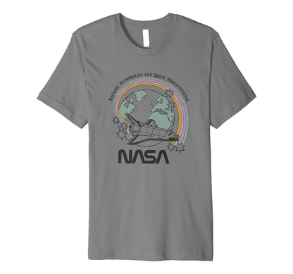 Nasa Pastel Rainbow Rocket Ship Earth T-Shirt - Custom Art Print Men Women - T-Shirt, Sweatshirt, Hoodie