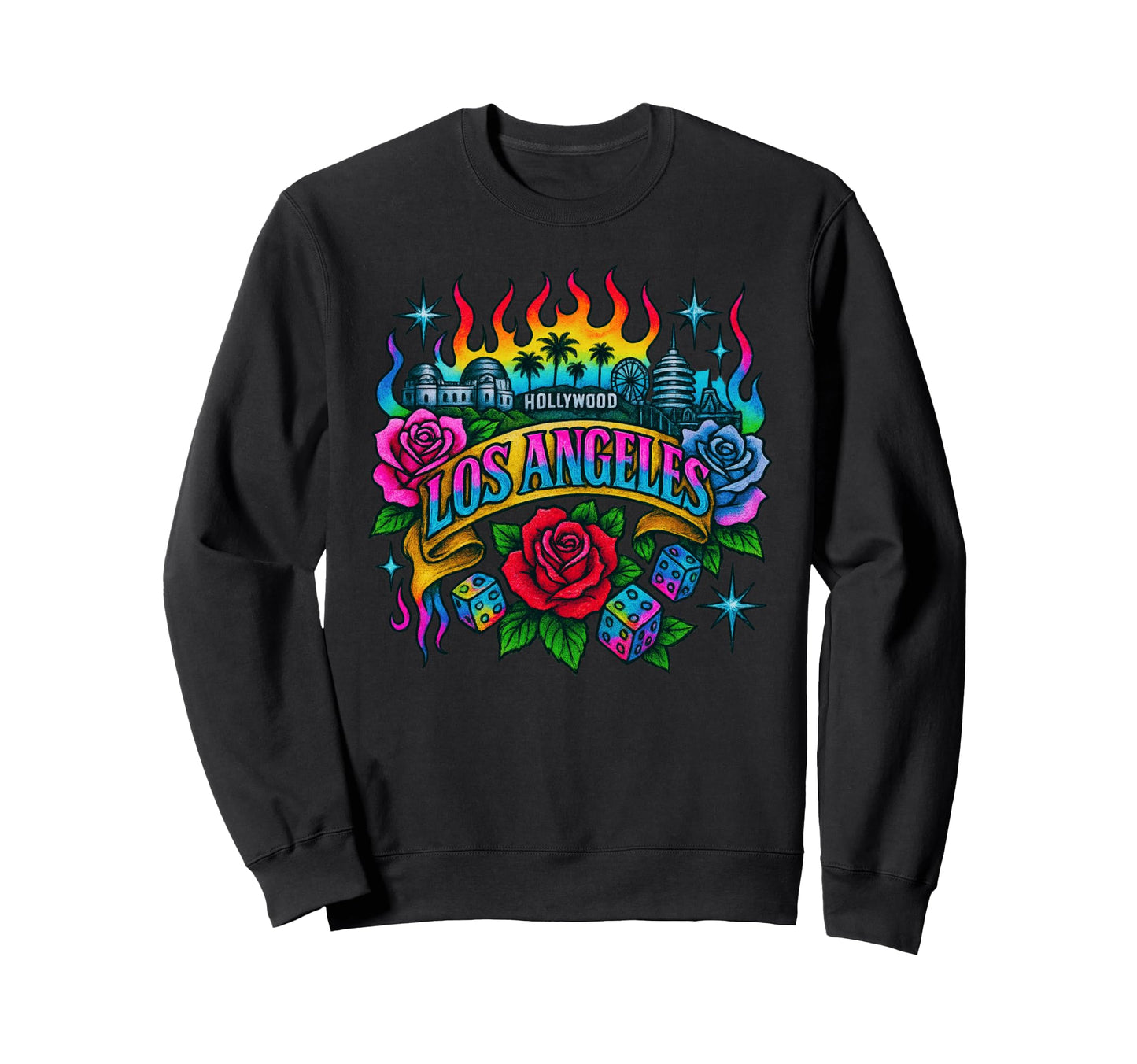 Los Angeles Tattoo Rainbow Sweatshirt - Custom Art Print for Adults - T-Shirt, Sweatshirt, Hoodie
