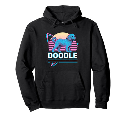 Goldendoodle Synthwave Aesthetic Dog Hoodie - Trendy Graphic for Adults - T-Shirt, Sweatshirt, Hoodie