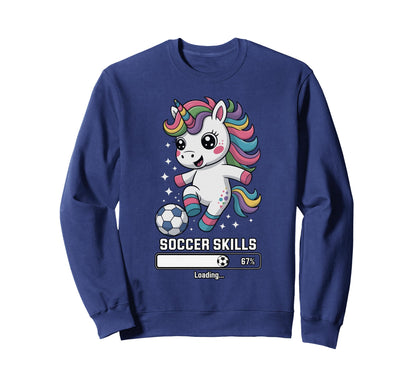 Kawaii Unicorn Soccer Skills Sweatshirt - Custom Art Print Men Women - T-Shirt, Sweatshirt, Hoodie