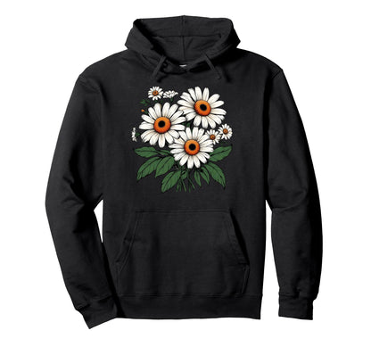 Daisies Wildflower Botanical Garden Hoodie - Fun Novelty Design for Adults - T-Shirt, Sweatshirt, Hoodie