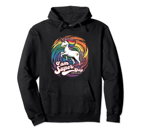 Lgbtq Unicorn Super Gay Pride Lgbt Ally Hoodie - Custom Art Print Unisex - T-Shirt, Sweatshirt, Hoodie