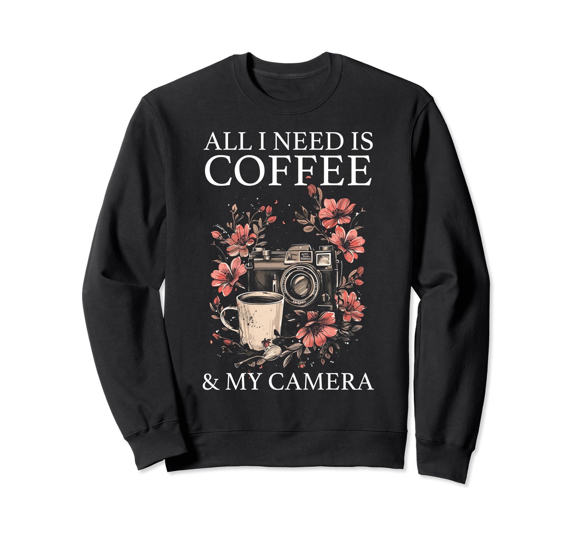 Photographer Coffee Camera Sweatshirt - Minimalist Print for Adults - T-Shirt, Sweatshirt, Hoodie