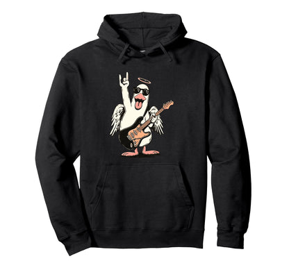 Funny Rock Duck Guitar Player Bird Hoodie - Trendy Graphic Unisex - T-Shirt, Sweatshirt, Hoodie