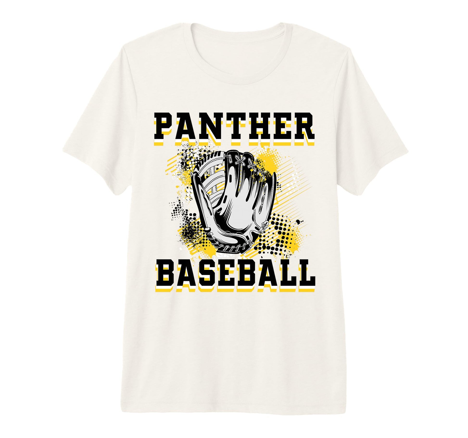 Panther Baseball Mom Grunge Glove Yellow T-Shirt - Custom Art Print Unisex - T-Shirt, Sweatshirt, Hoodie