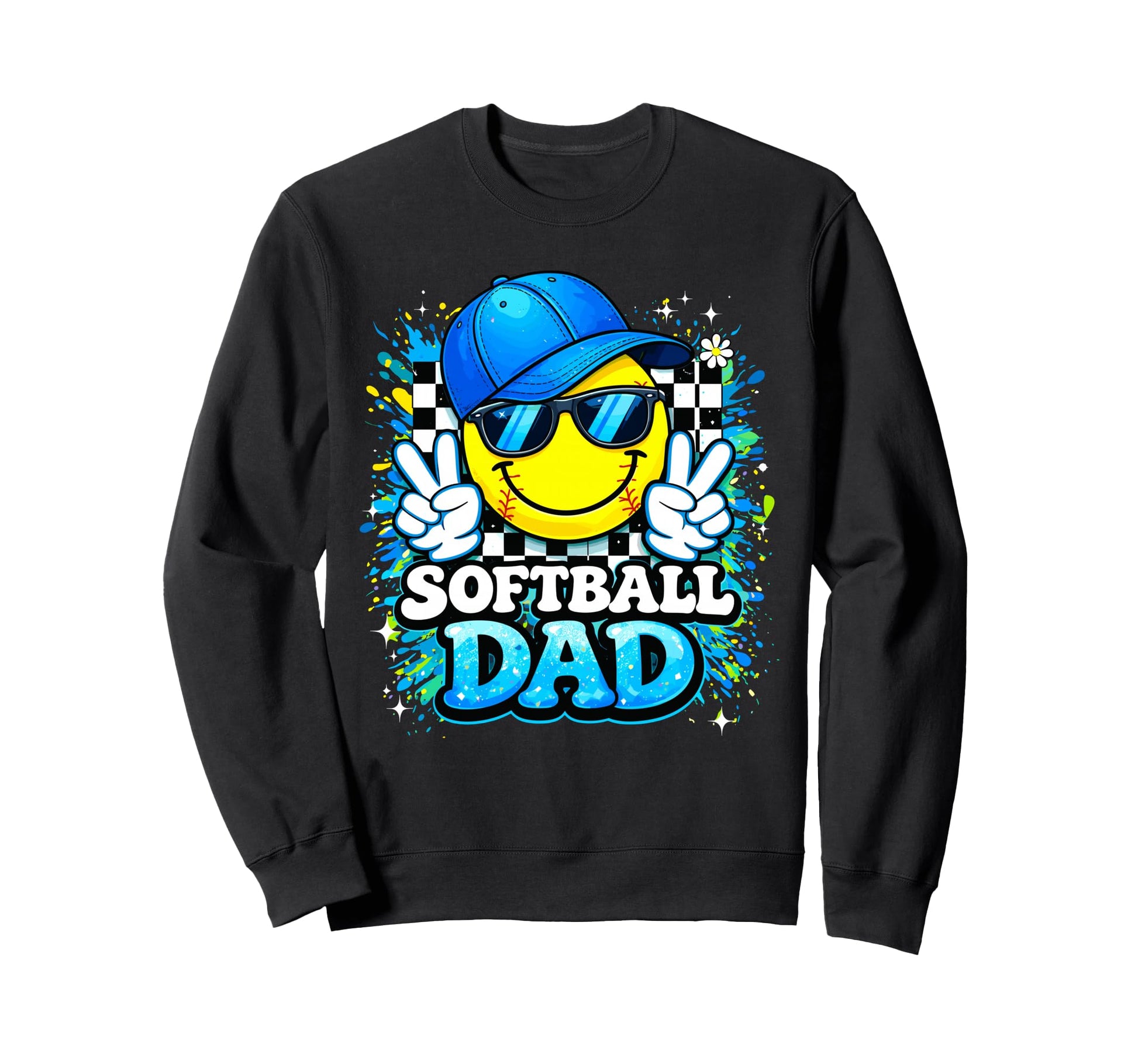 Peace Groovy Softball Dad Daddy Game Sweatshirt - Trendy Graphic Men Women - T-Shirt, Sweatshirt, Hoodie