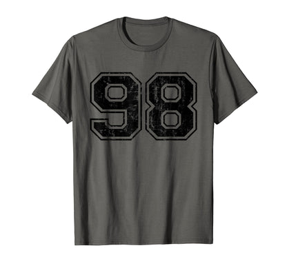 Number 98 Varsity Distressed Sport T-Shirt - Novelty Apparel for Adults - T-Shirt, Sweatshirt, Hoodie