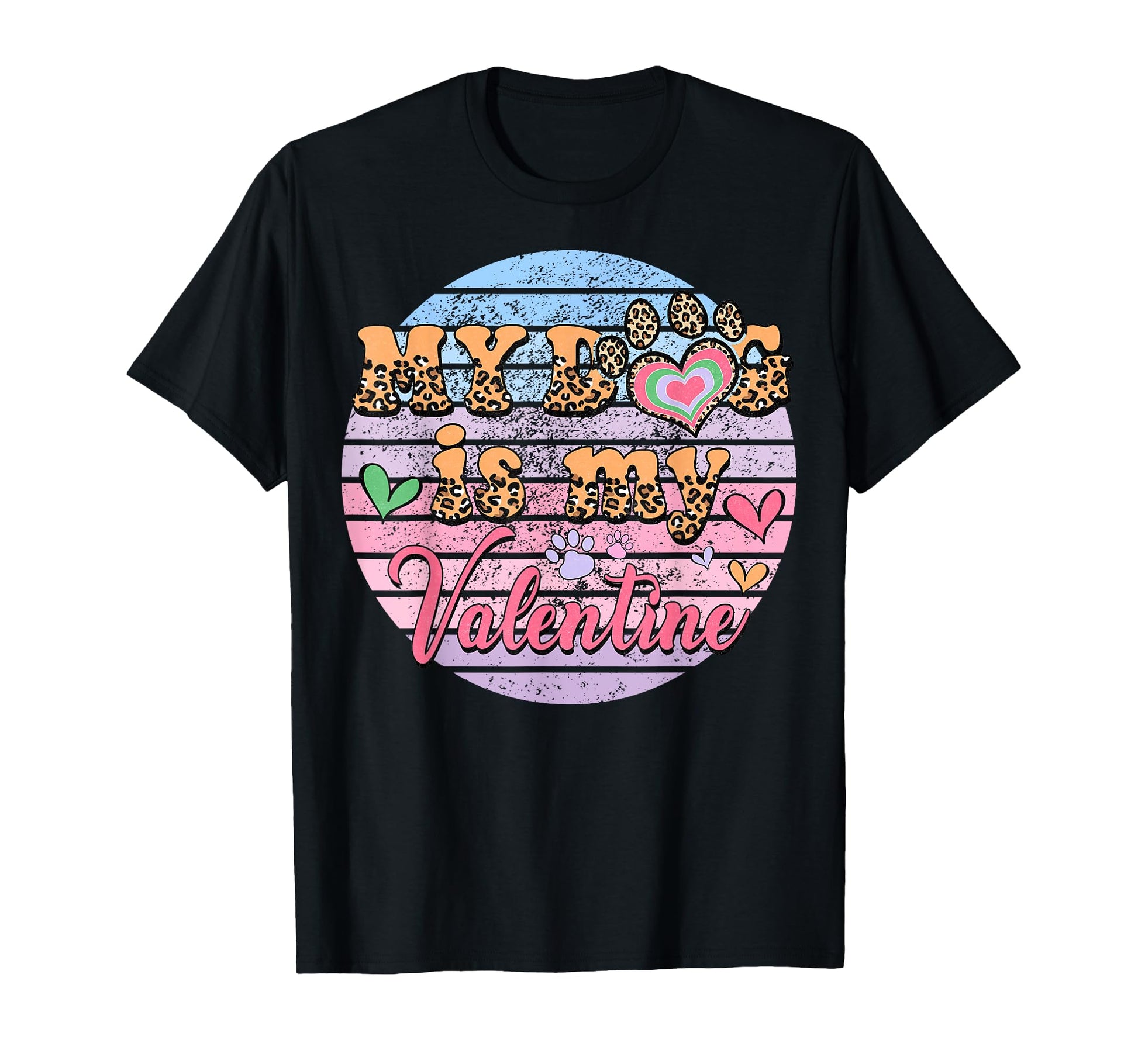 Leopard Dog Valentine Striped Paw T-Shirt - Unique Graphic Men Women - T-Shirt, Sweatshirt, Hoodie