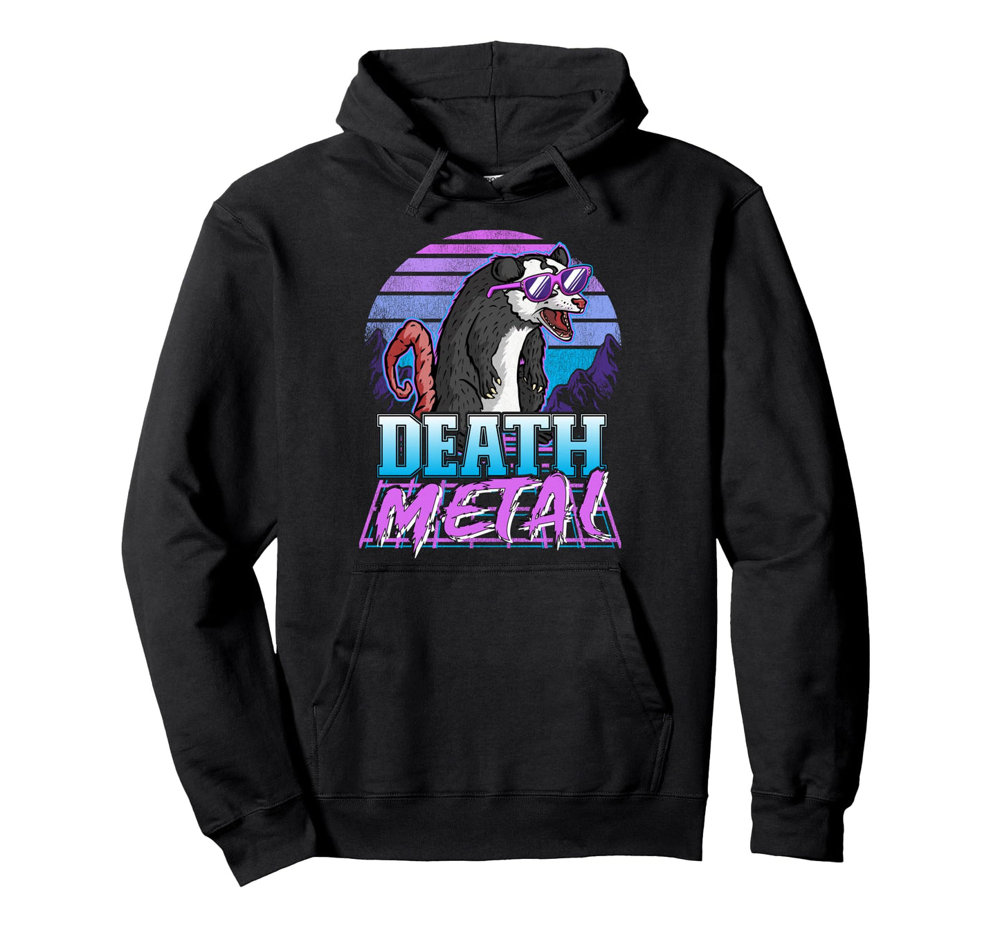 Retrowave Pastel Opossum 90S Synthwave Hoodie - Graphic Print Men Women - T-Shirt, Sweatshirt, Hoodie