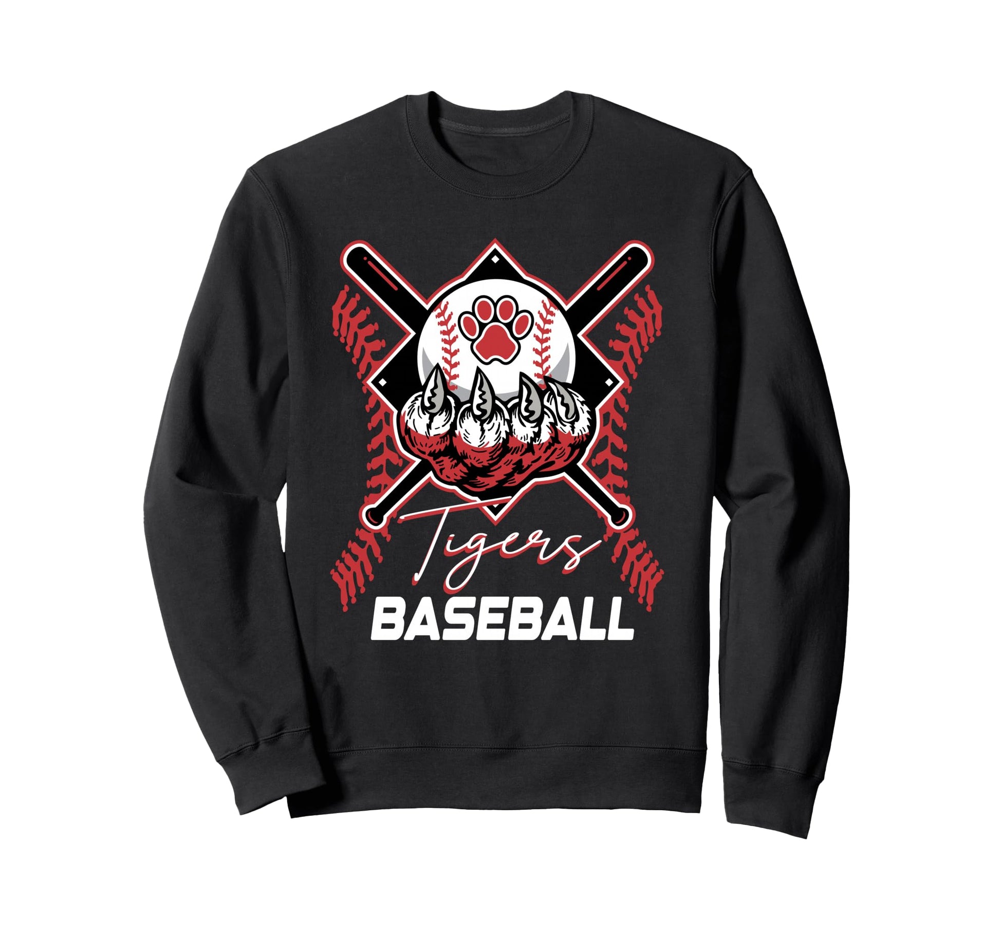 Tigers Baseball Mom Game Day Paw Sweatshirt - Fun Novelty Design Unisex - T-Shirt, Sweatshirt, Hoodie