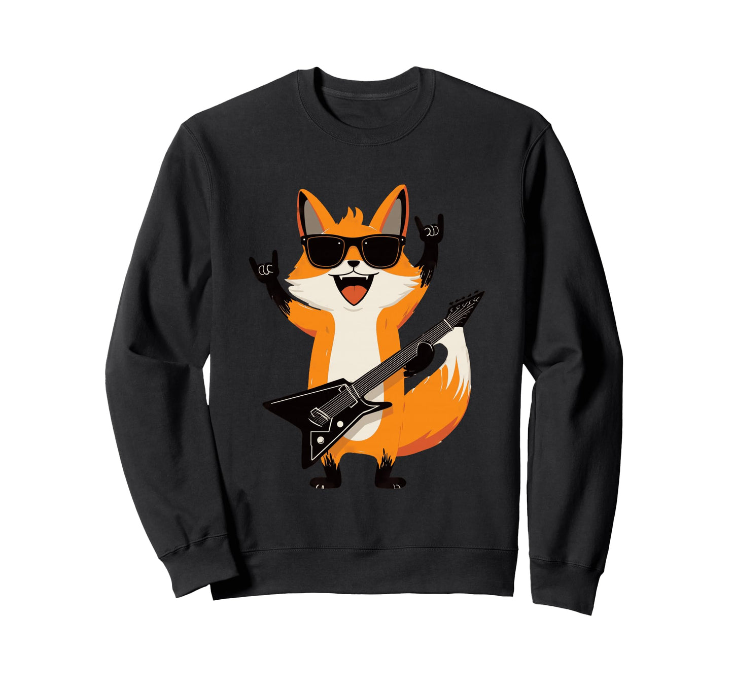 Fox Rockstar Guitar Player Funny Sweatshirt - Novelty Apparel Men Women - T-Shirt, Sweatshirt, Hoodie