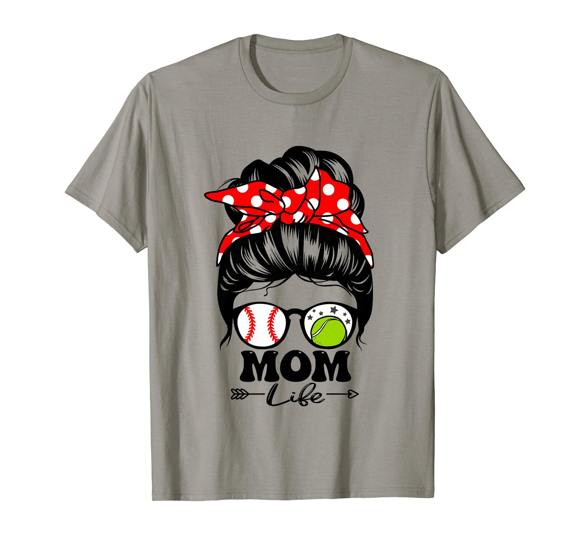 Mom Life Messy Bun Hair Funny Baseball T-Shirt - Trendy Graphic Men Women - T-Shirt, Sweatshirt, Hoodie