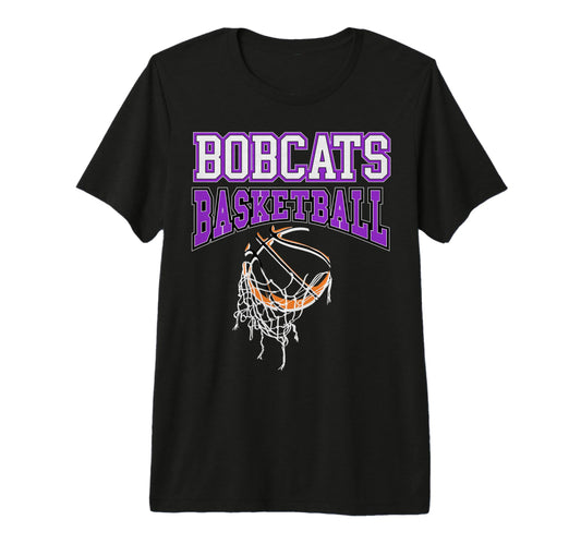 Purple Bobcats Basketball Mom Game Day T-Shirt - Minimalist Print Unisex - T-Shirt, Sweatshirt, Hoodie