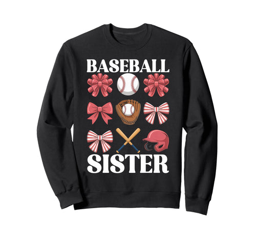 Baseball Sister Coquette Bow Sweatshirt - Custom Art Print for Adults - T-Shirt, Sweatshirt, Hoodie