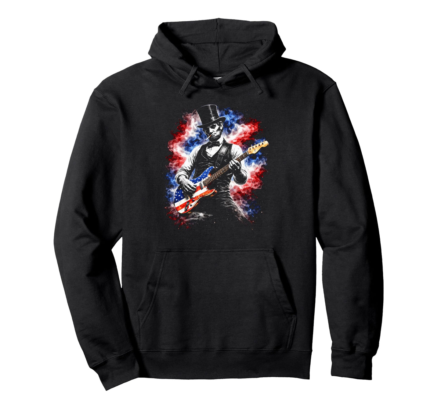 Abe Lincoln Abraham Playing Guitar 4Th July Hoodie - Graphic Print Unisex - T-Shirt, Sweatshirt, Hoodie