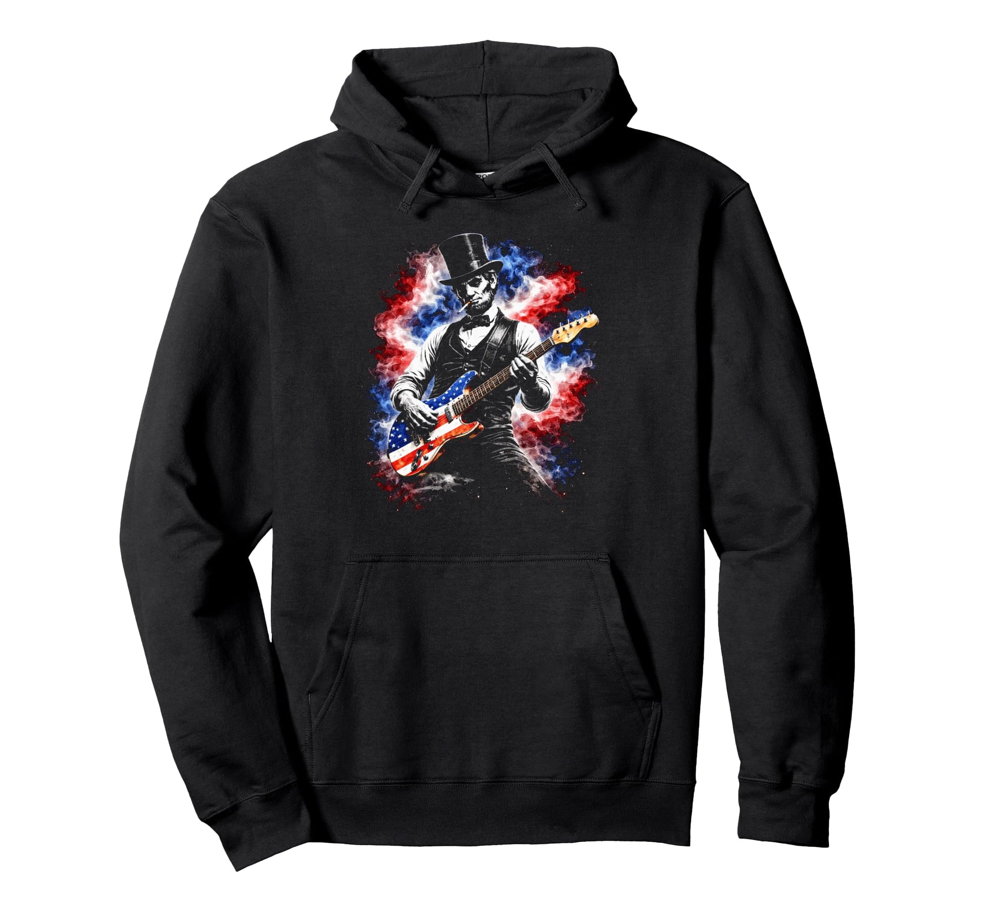 Abe Lincoln Abraham Playing Guitar 4Th July Hoodie - Graphic Print Unisex - T-Shirt, Sweatshirt, Hoodie