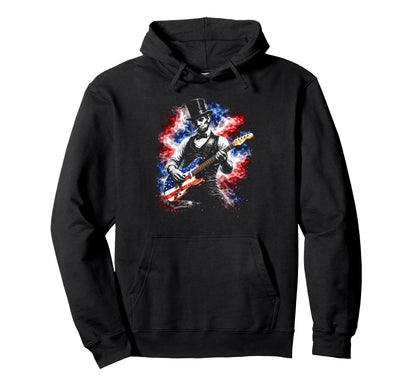 Abe Lincoln Abraham Playing Guitar 4Th July Hoodie - Graphic Print Unisex - T-Shirt, Sweatshirt, Hoodie